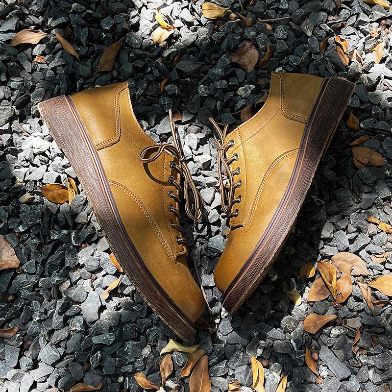 Round Toe Men's Casual Shoes Office Genuine Leather Mens Shoes Comfortable Breathable Lace Up Men Footwear Classic Formal Shoes