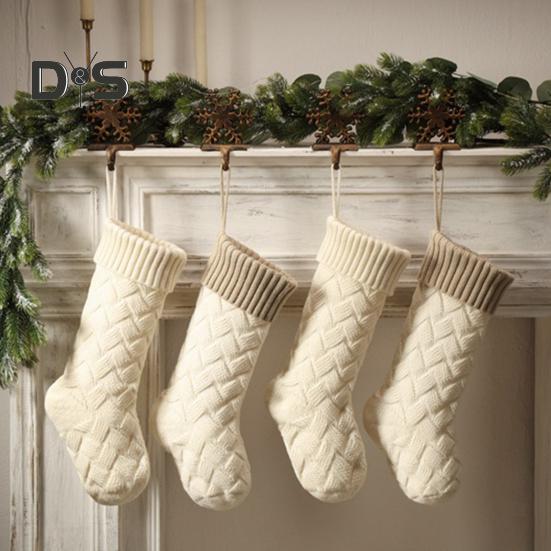 Large Knitted Christmas Stockings 18" Xmas Gift Stocking Hanging Decorations Festive Decor Candy Toys Bag Hanging Stocking for Mantel Window