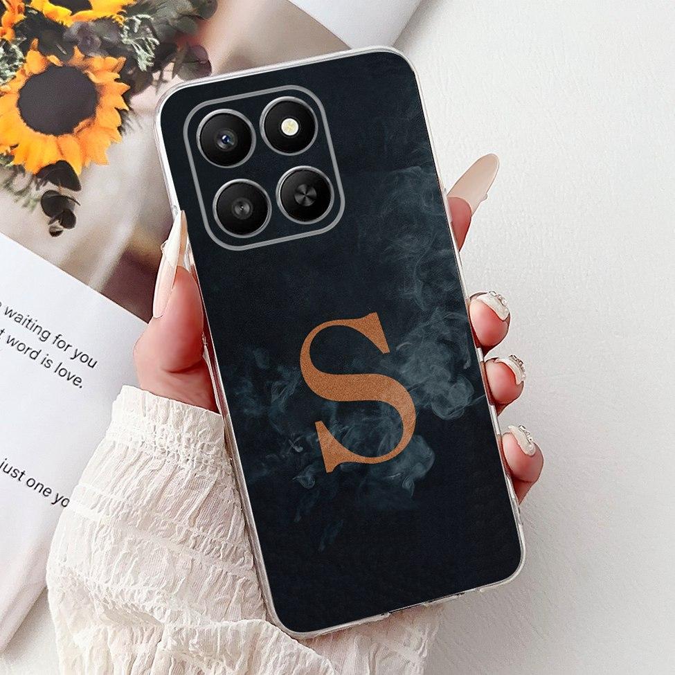Clear For Honor 400Smart 5G LGN-NX1 Case For Honor 400 Smart Cover Luxury A-Z Letters Fashion Flowers Crown Soft Bumper Casing