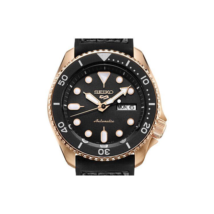 Seiko 5 Серия Классическая Мода Механический Механизм Силиконовый Ремешок Часы Мужские Часы Черный SRPD76K1