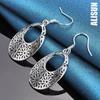 925 Sterling Silver Flower Piercing Earrings Fashionable Wedding Jewelry