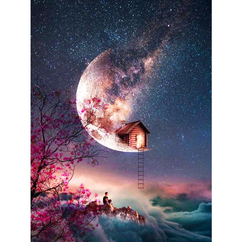 5D DIY Алмазная картина Луна Вид Алмазная вышивка Набор для вышивки крестом Полный горный хрусталь Мозаика Домашний декор