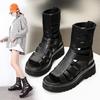 Trendy Black Martin Boots 2025 New Summer Casual Women's Short Boots Sandals Roman Hollow Cool Boots Platform Boots