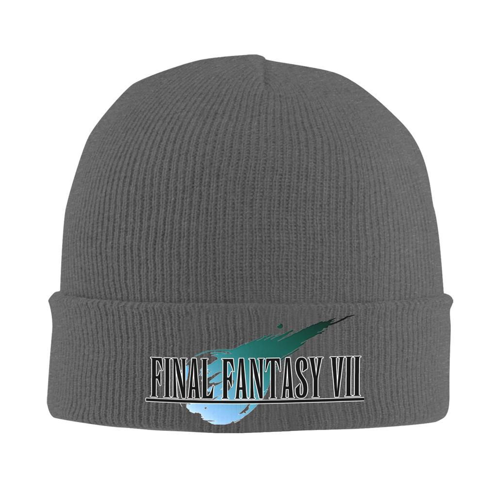 Логотип Final Fantasy VII Зимняя теплая шапка-бини с отворотом из ребристой вязки Для женщин Унисекс Вязаные шапки Шапки для геймеров Шапки-бини