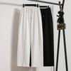 2024 Plus Size Summer Long Pants Women Elastic Pants Loose Straight Casual Female Basic Trousers Wide Leg Pants White 5XL