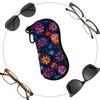 2D-Floral Pattern Zipper Protective Eyewear Sunglasses Case, Elegant Vintage Flower Print Eyeglasses Holder, Portable Travel Organizer Accessories Box