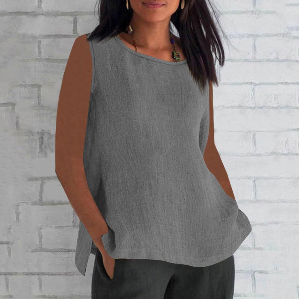 Летние хлопковые и льняные тонкие дышащие топы для женщин, свободные большие размеры, футболка с короткими рукавами и круглым вырезом, летняя блузка, одежда