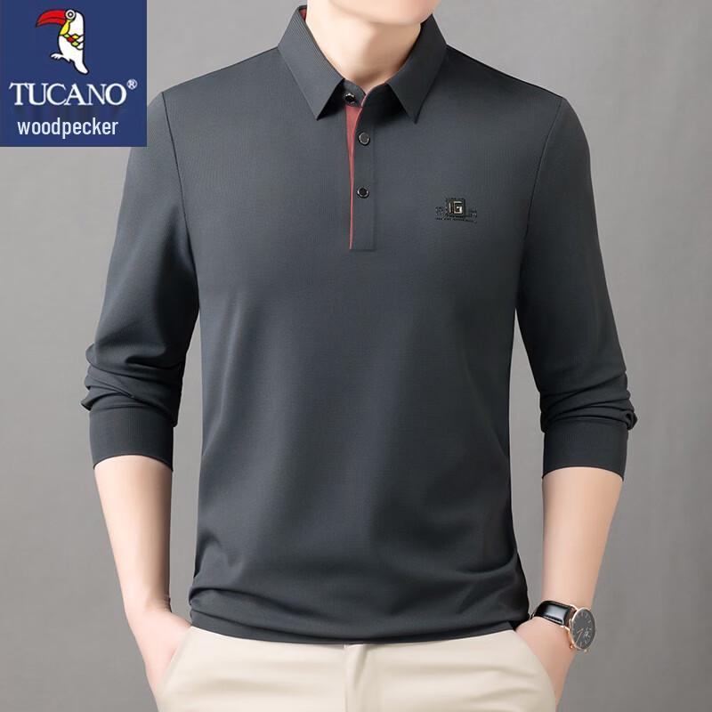 TUCANO Men's Long Sleeve Lapel Polo Shirt