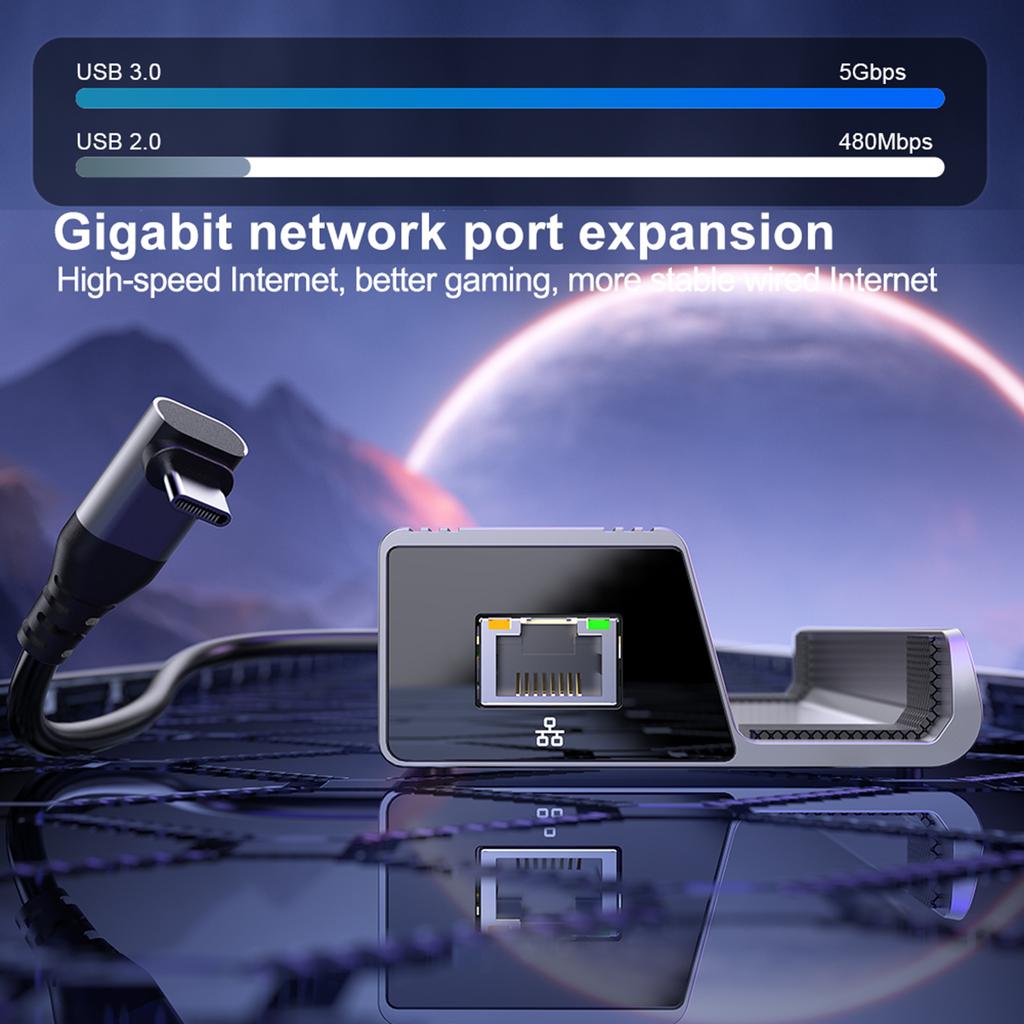 USB-C хаб, док-станция для зарядки для SteamDeck и ROG с HDMI 2.0 4K 60 Гц, Ethernet и несколькими USB-портами