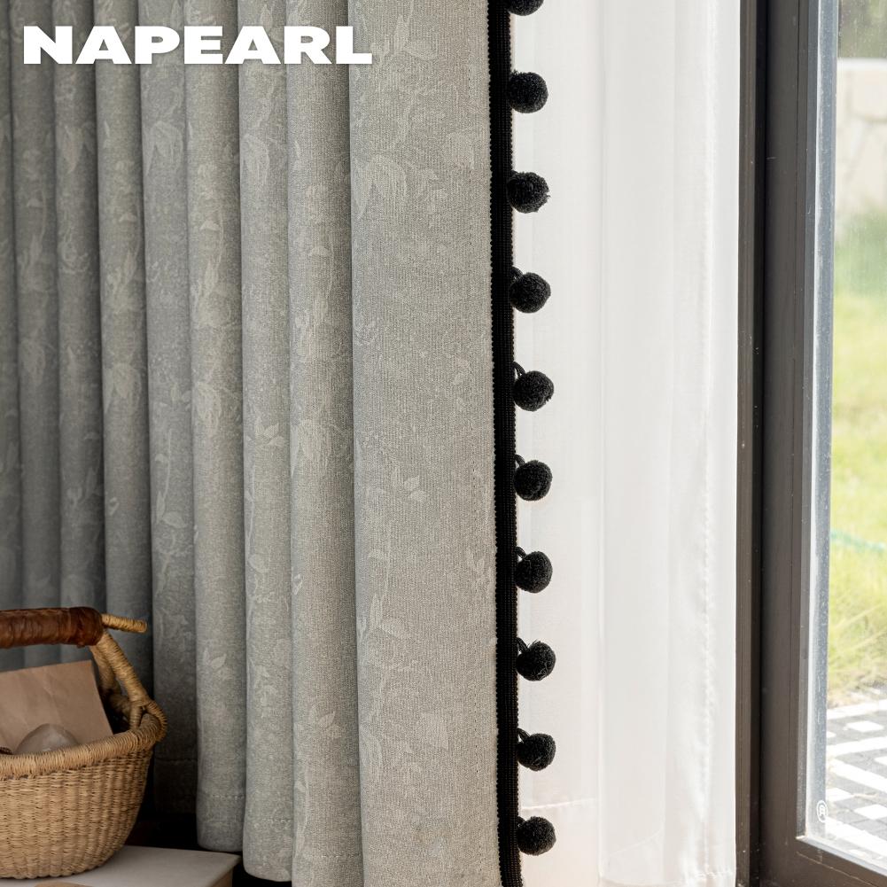 1PC NAPEARL 70-80% Shading Degree Jacquard Shading Texture Curtain Lace Curtain for Bedroom Living Room Home Decor