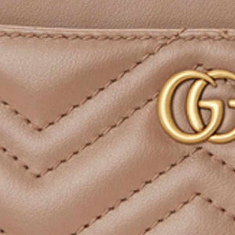 Gucci GG Marmont Quilted Zipper Leather Card Holder Coin Purse Women Wallets Gray Pink 671772-DTDHT-5729