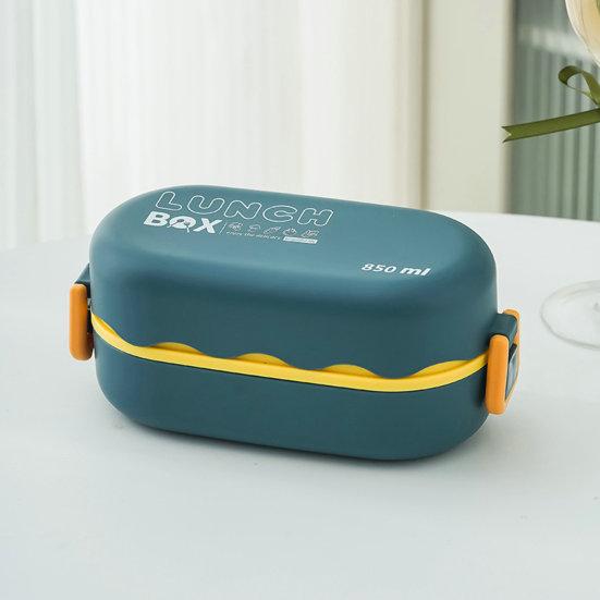 850 мл Bento Box Двухслойная сетчатая конструкция Большая вместимость Пищевой пластик Многофункциональный офисный работник Термо-ланч-бокс Товары для отдыха на природе