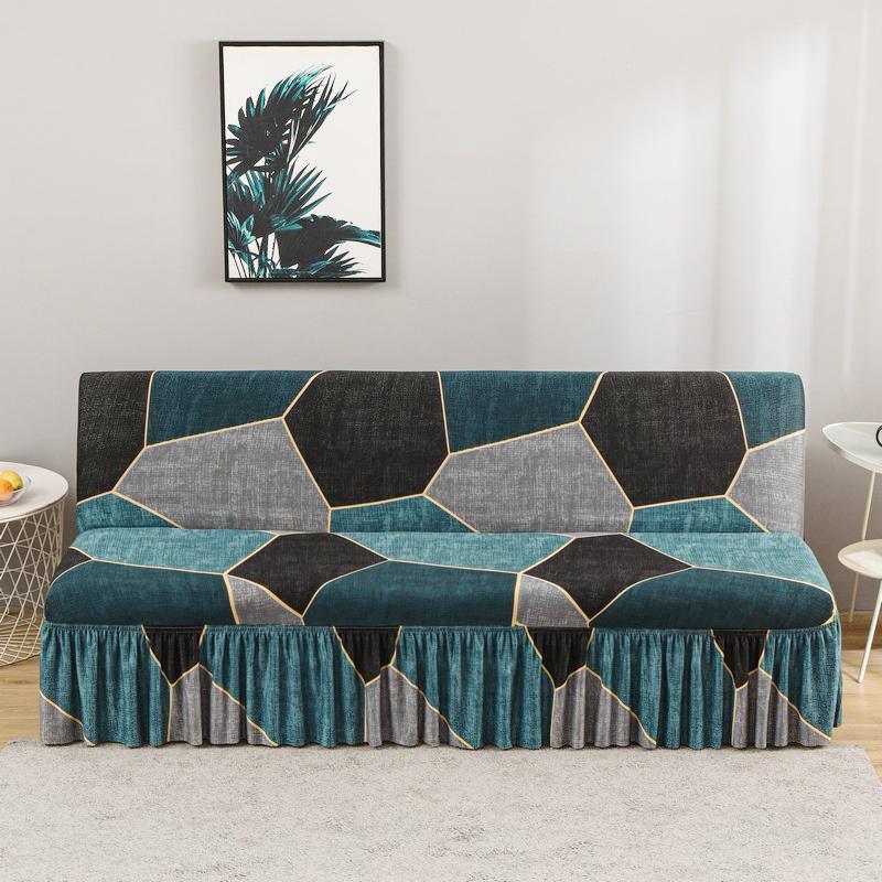 Чехол для футона без подлокотников с юбкой, раскладной, с принтом, чехол для дивана, моющийся, чехол для дивана, защитная пленка для мебели SML