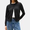 Tommy Hilfiger Логотип Свитшот с круглым вырезом на пуговицах Легкий вязаный свитер с длинным рукавом Женский свитер WW0WW42370-BDS