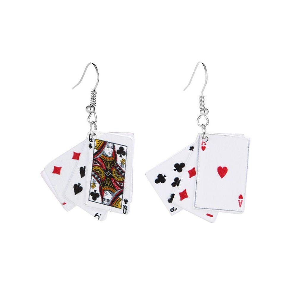 Подарочные модные креативные серьги Poker Drop Games Style Игральные карты Charms