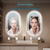 Умное овальное светодиодное настенное зеркало для макияжа с сенсорным экраном