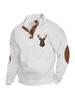 Men's Christmas Printed 3-Button Mock Neck Pullover Sweatshirt, Euro Size Casual Long Sleeve Top for Autumn Winter