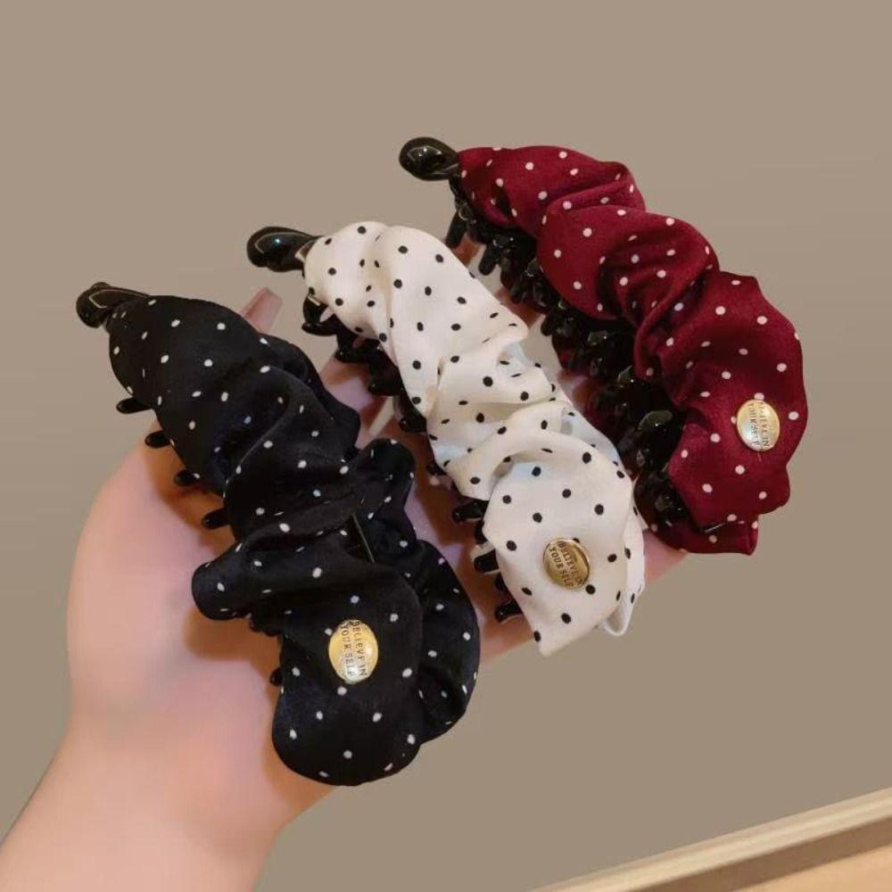 Korean-style Hair Clip Dot Pleated Ponytail Clip New Banana Clip Adds Volume To Hair