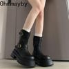 Autumn Winter Women Thick Heel Ankle Boots Fashion Belt Buckle Shoes Punk Style Ladies Height Increase Mordern Short Booties
