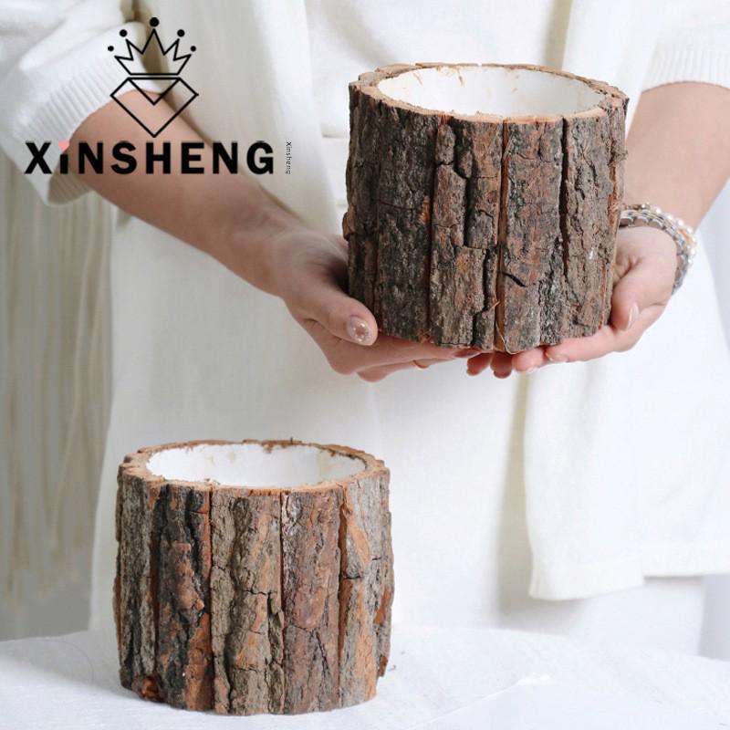 Ведро из коры Xinrui Rustic с сухоцветами, подарочный букет