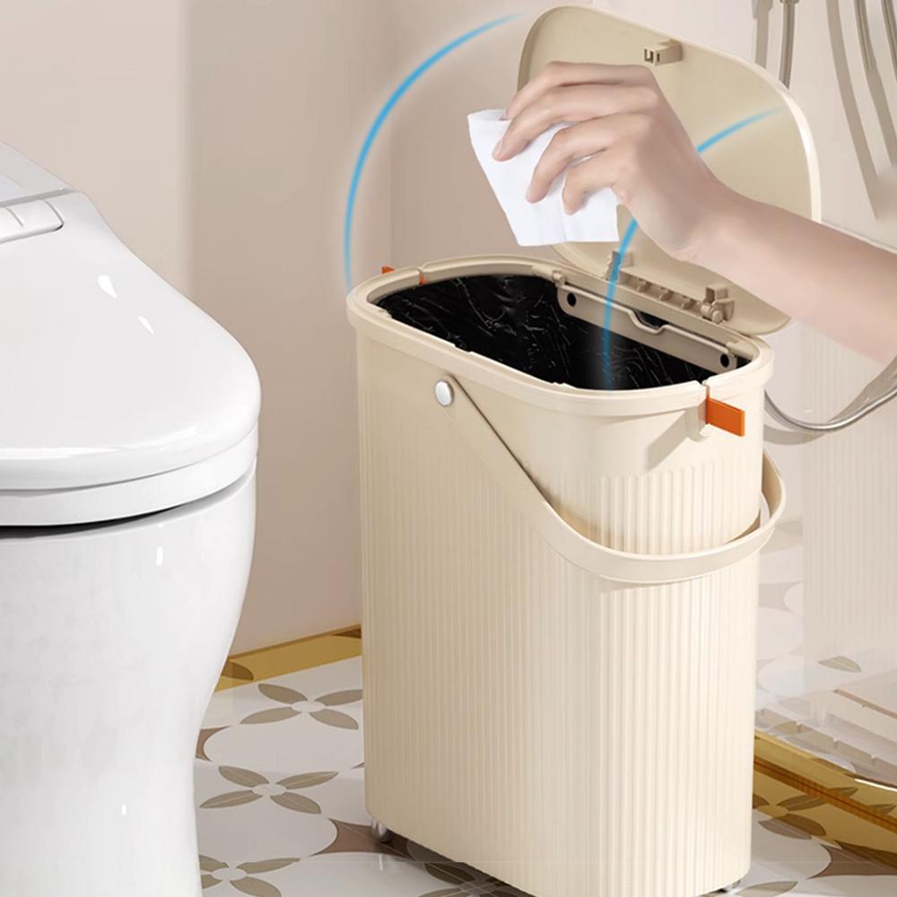 9/12 л узкий мусорный бак для ванной с ручкой, крышка, водонепроницаемая, антизапаховая корзина для мусора для туалета, кухни, мусорное ведро прессового типа