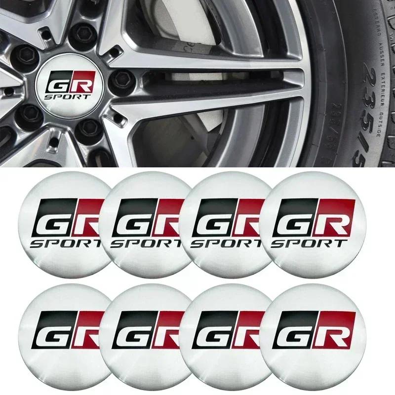 4pcs/set 56mm Car Wheel Center Stickers Hub Cap Decal for Toyota GR Sport Logo C-HR RAV4 Avensis 4runner Prado Camry Corolla