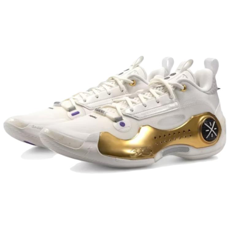 Баскетбольные кроссовки Li Ning WOW 10 Low top Мужские Бело-золотые ABAS083-34