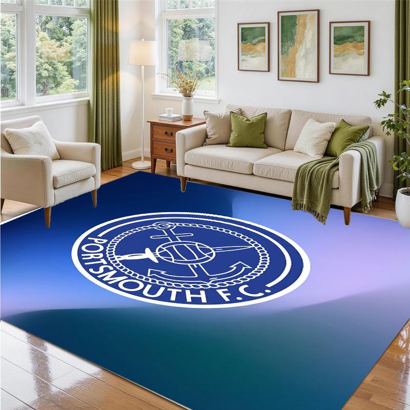 Portsmouth FC Design Crystal Velvet Rug Soft Decorative Mat for Bedroom Entrance