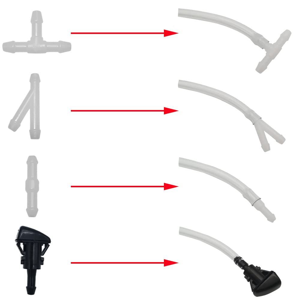 CTRICALVER Комплект форсунок омывателя, 5 м прозрачный шланг омывателя лобового стекла автомобиля, с 15 белыми I
