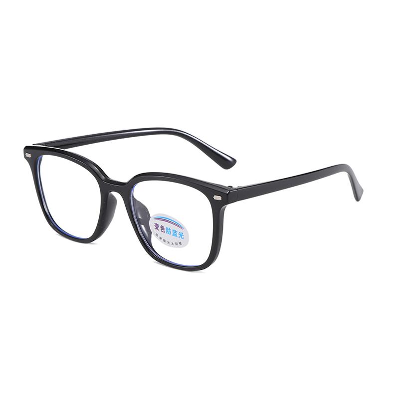 Photochromic Square Rice Nail Children's Eyeframe Color Change Anti Blue Light Flat Mirror Glasses Cute Boys And Girls