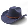 Замшевая шляпа с загнутым краем, верхняя ковбойская шляпа в стиле вестерн, мужская и женская уличная шляпа с загнутыми полями в этническом стиле, фетровая шляпа