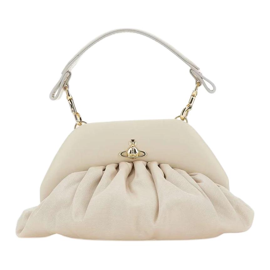 Vivienne Westwood Brooke Clutch Brand Logo Viscose Handbag Women handbags Cream 49030001WW01F4A408