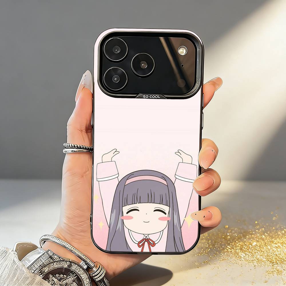 Чехол для телефона Card Captor Sakura для iPhone 17, 16, 15, 14, 13, 12, 11, Pro, MAX, Серый Матовый Силиконовый, Черный Чехол