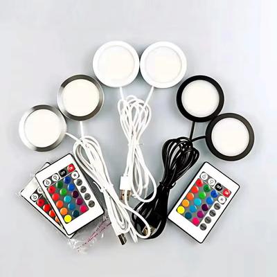 1 Комплект Ультратонкий 8мм Диммируемый USB 5В RGB Прожектор Даунлайт 3Вт Накладной Монтаж Gobo Пульт Дистанционного Управления Светодиодный Простой Свет для Винного Холодильника