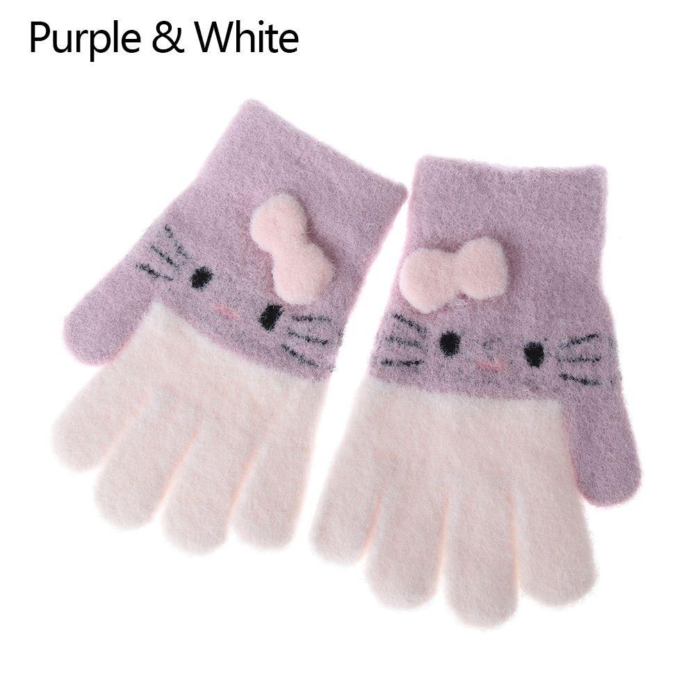 Years Rabbit Wool Soft Children's Gloves Knitted Thermal Gloves Full Finger Mittens Kids Gloves