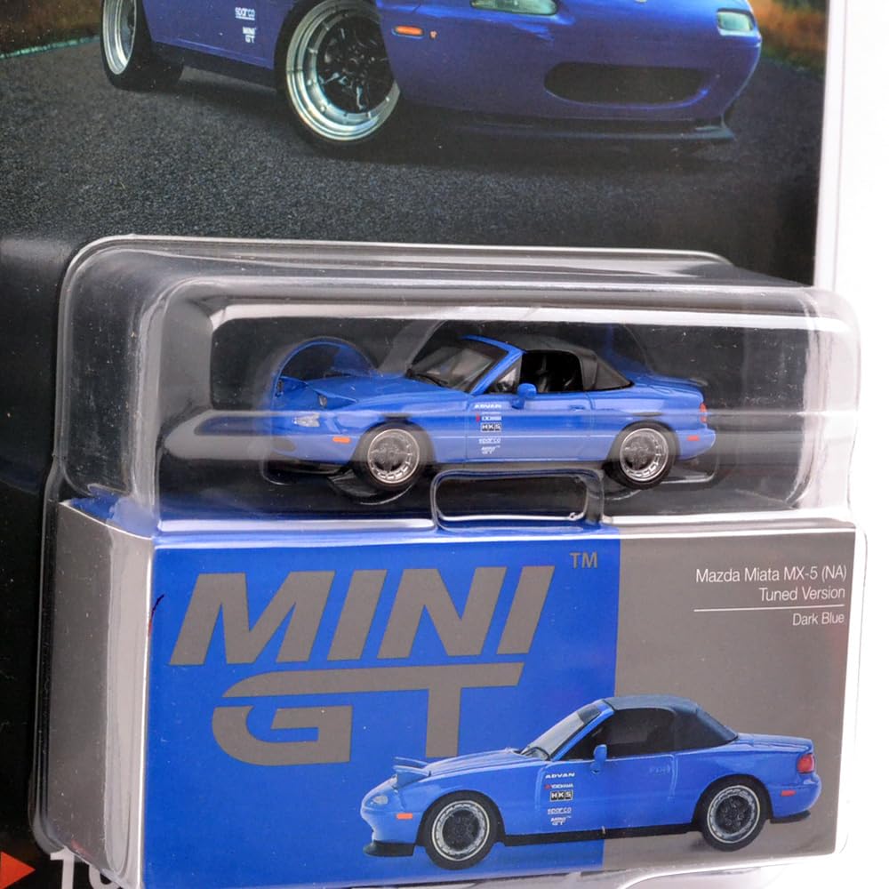 MINI GT масштаб 1:64 MAZDA MIATA MX-5 (Не Доступно) ОТРЕГУЛИРОВАННАЯ ВЕРСИЯ (ТЕМНО-СИНИЙ) США MiJo Toys Эксклюзив Mazda Miata MX-5 (Не Доступно) Настроенная версия (Темно-синий) MGT01069-BL
