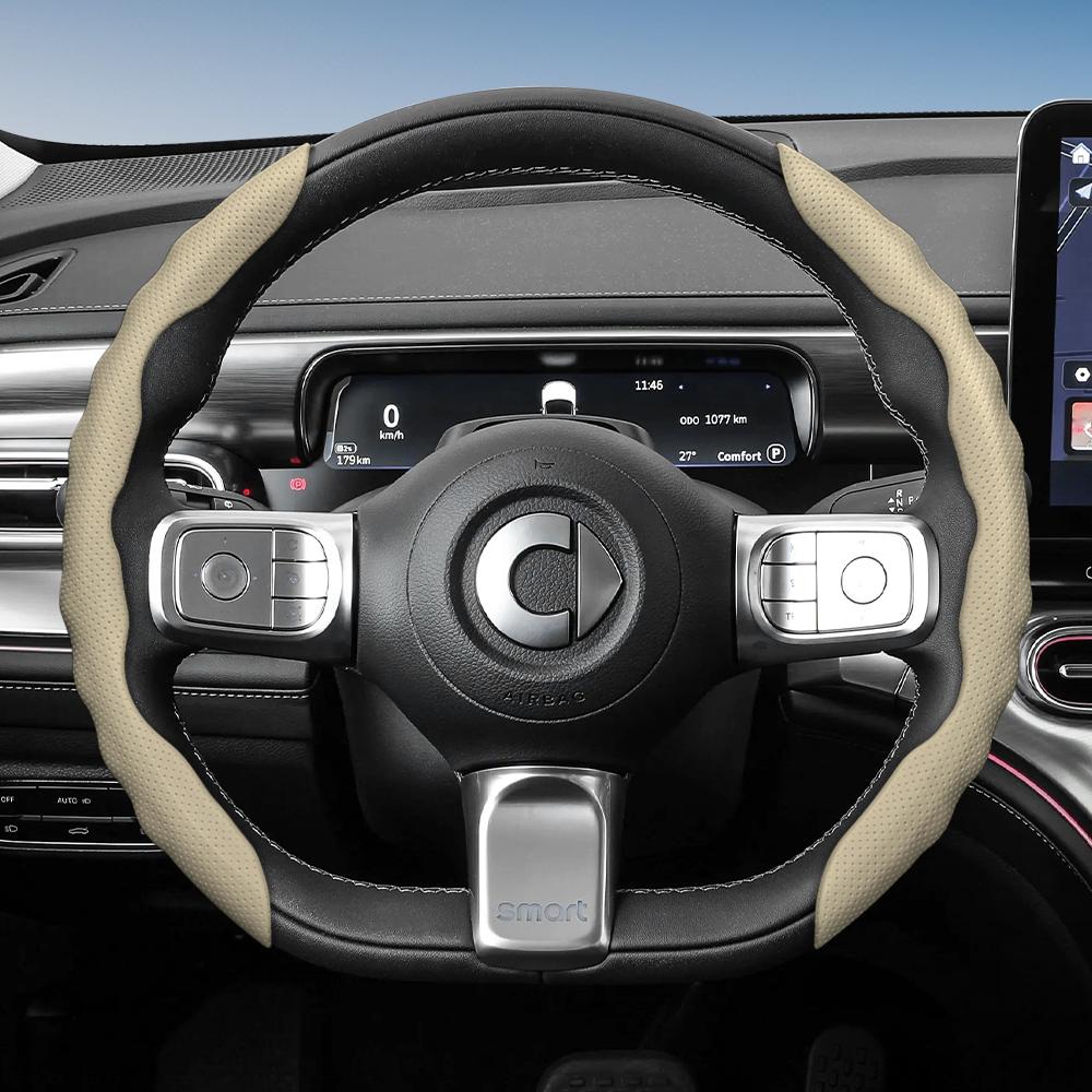 vcxja9 Suitable for Smart Steering Wheel Cover with Wavy Sports Design, Breathable Leather, Segmented Non-Slip Sweat-Absorbing Steering Wheel