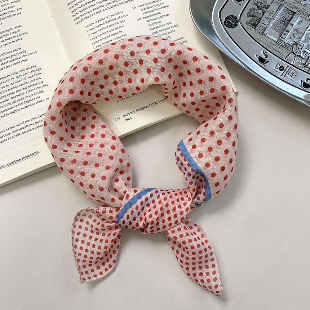 Neckerchief Polka Dot Print Scarves Hair Band Printed Silk Scarf Sweet Headscarf Daily