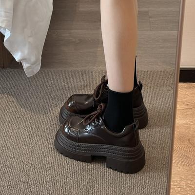 Европейские туфли JK на новой платформе 2025 года, женские кожаные туфли с большой головкой и шнуровкой, модные женские туфли, повседневные одинарные туфли