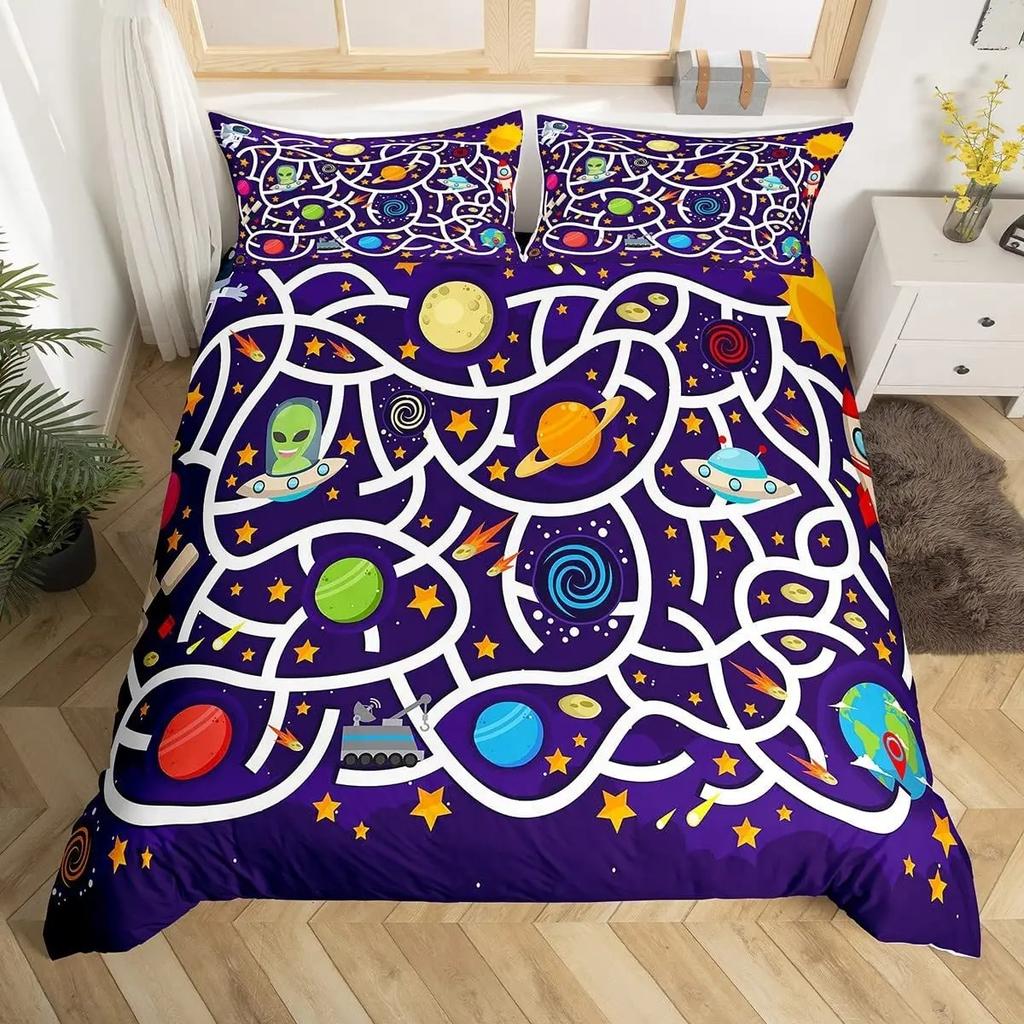 Детский мультяшный комплект пододеяльника с принтом машинок, комплект постельного белья с изображением города, улицы, дороги, из микрофибры, чехол для одеяла размера твин, квин