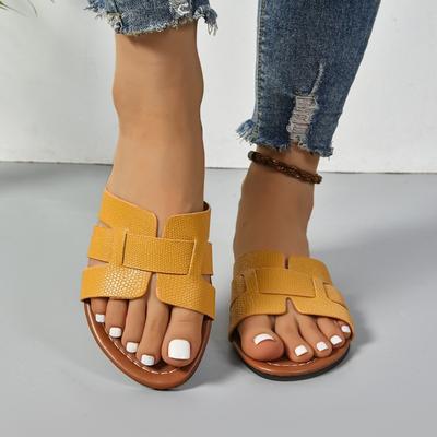 Летние дизайнерские женские тапочки на плоской подошве, новые, плетеные, с удобной женской обувью, повседневные тапочки для женщин, новинка 2024 года