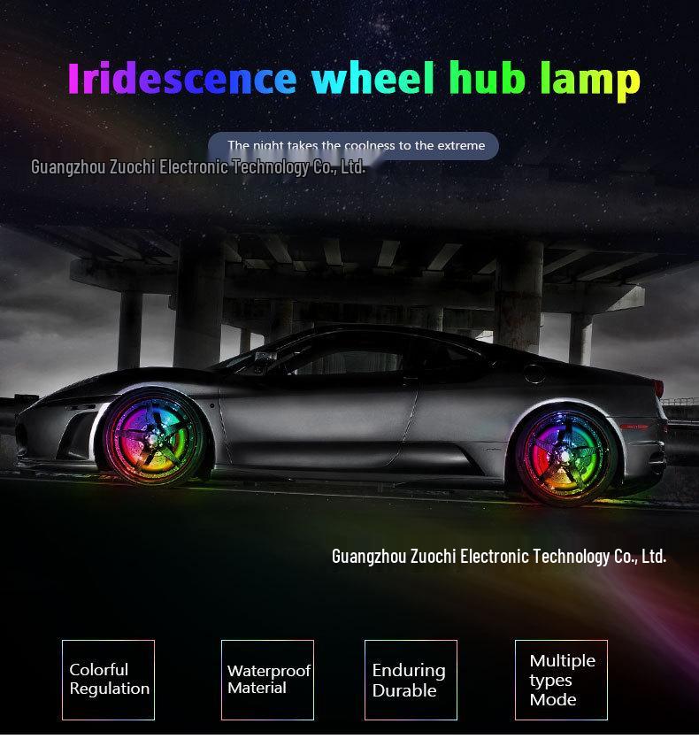 Colorful LED Wheel Hub Light Strips for Off-Road Vehicles - Dazzling Flowing Atmosphere Light Rings