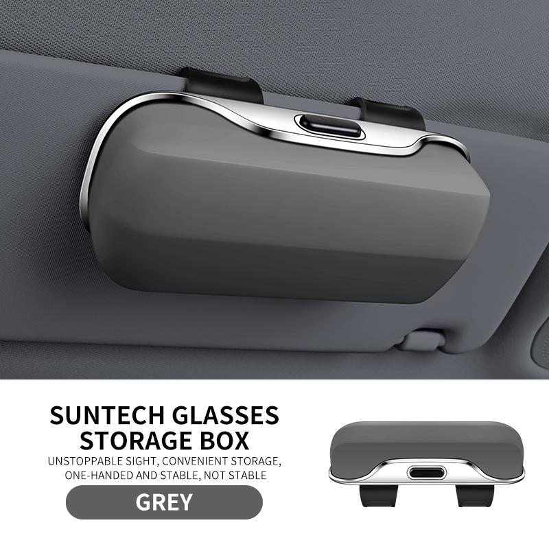 Multifunction Car Glasses Box Portable Car Sunglasses Holder Car Driving Glasses Holder Press Switch Eyeglass Case Sun Visor