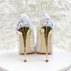 Colorful Sequin High Heels, 12CM Pointed Thin Heels, Shallow Cut Single Shoes, Banquet Shoes, Fashionable Women's Shoes, Plus Si
