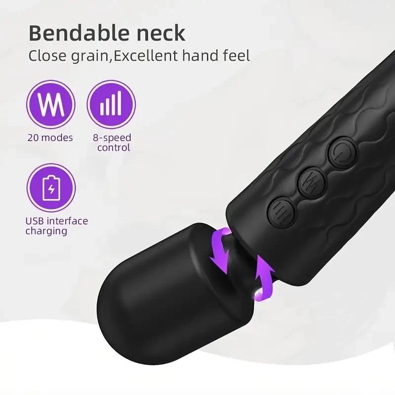 1 Portable Electric Massage Stick, 8-speed, 20 Frequency, Muscle Relaxation, Suitable for Back, Neck, Leg, and Waist Massage
