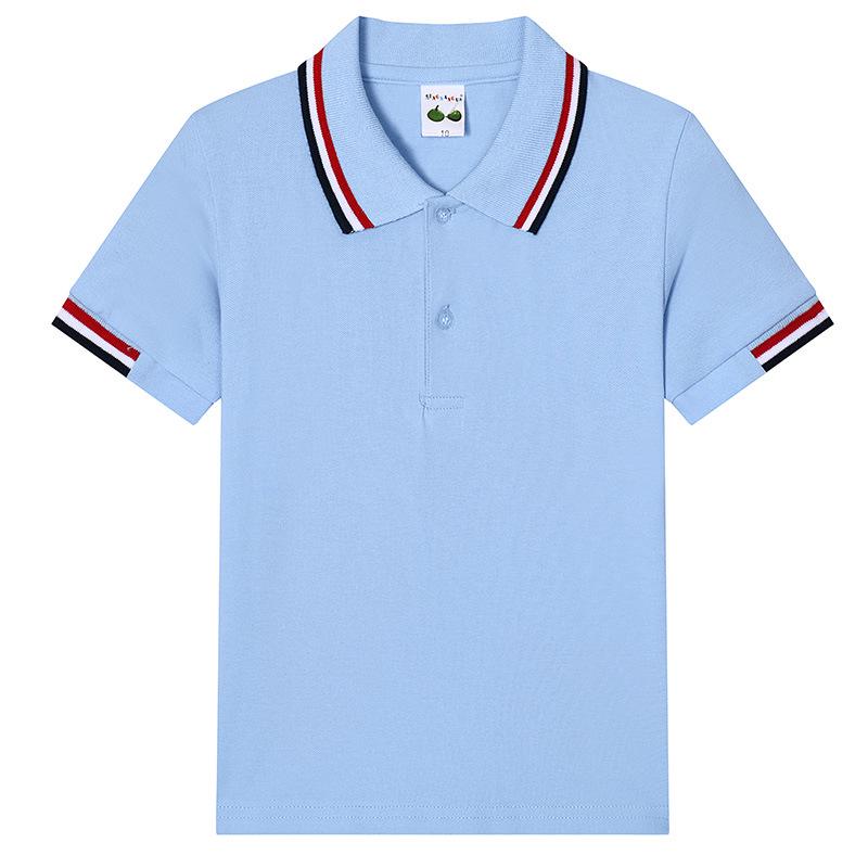 Детская белая хлопковая рубашка-поло с коротким рукавом для школьной формы