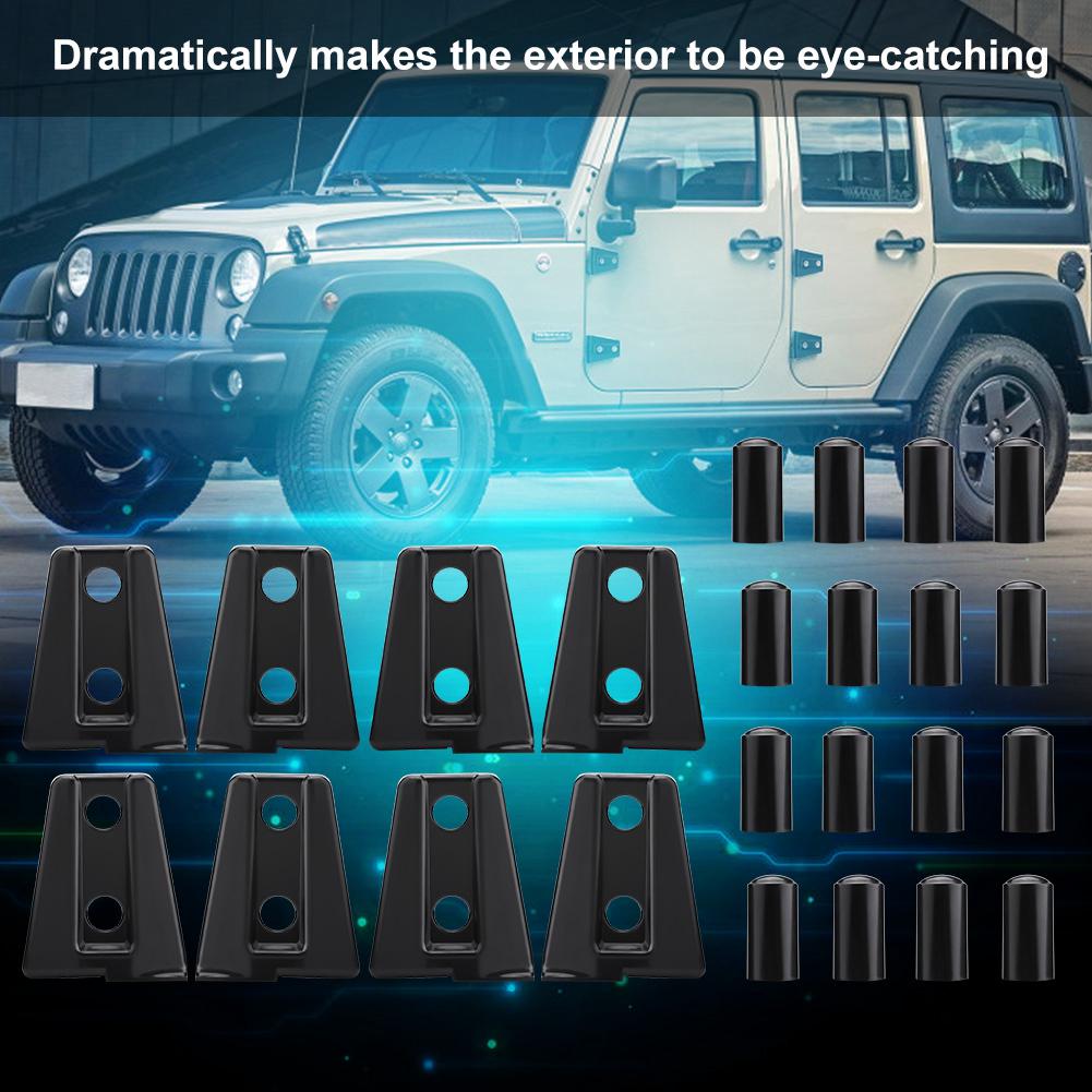 8 шт. Черные накладки на петли дверей автомобиля для Jeep Wrangler JK Unlimited 4 двери 2007 2018
