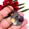 Эвдиалит - Россия и красный гранат, черный и золотой родий, цепочка из серебра 925 пробы, 18-22 дюйма, артикул 24, красный кулон, натуральный драгоценный камень