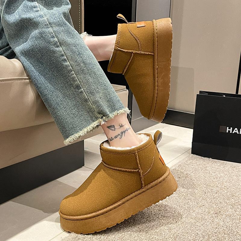 Осенние и зимние меховые зимние сапоги, женские меховые ботинки на толстой подошве, короткие сапоги на губчатой подошве