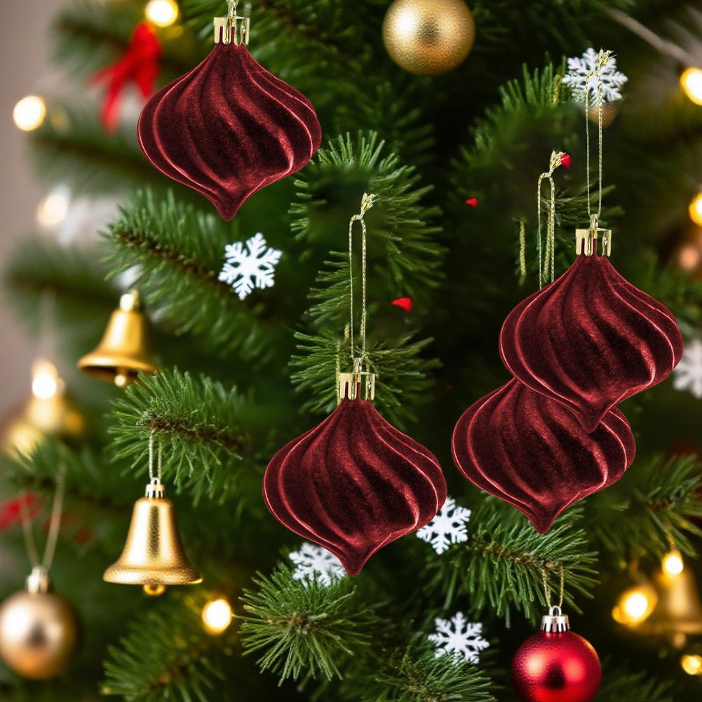 Набор плюшевых рождественских украшений с 12 шарами в форме луковицы, предназначенный для элегантного украшения праздничной елки и дома
